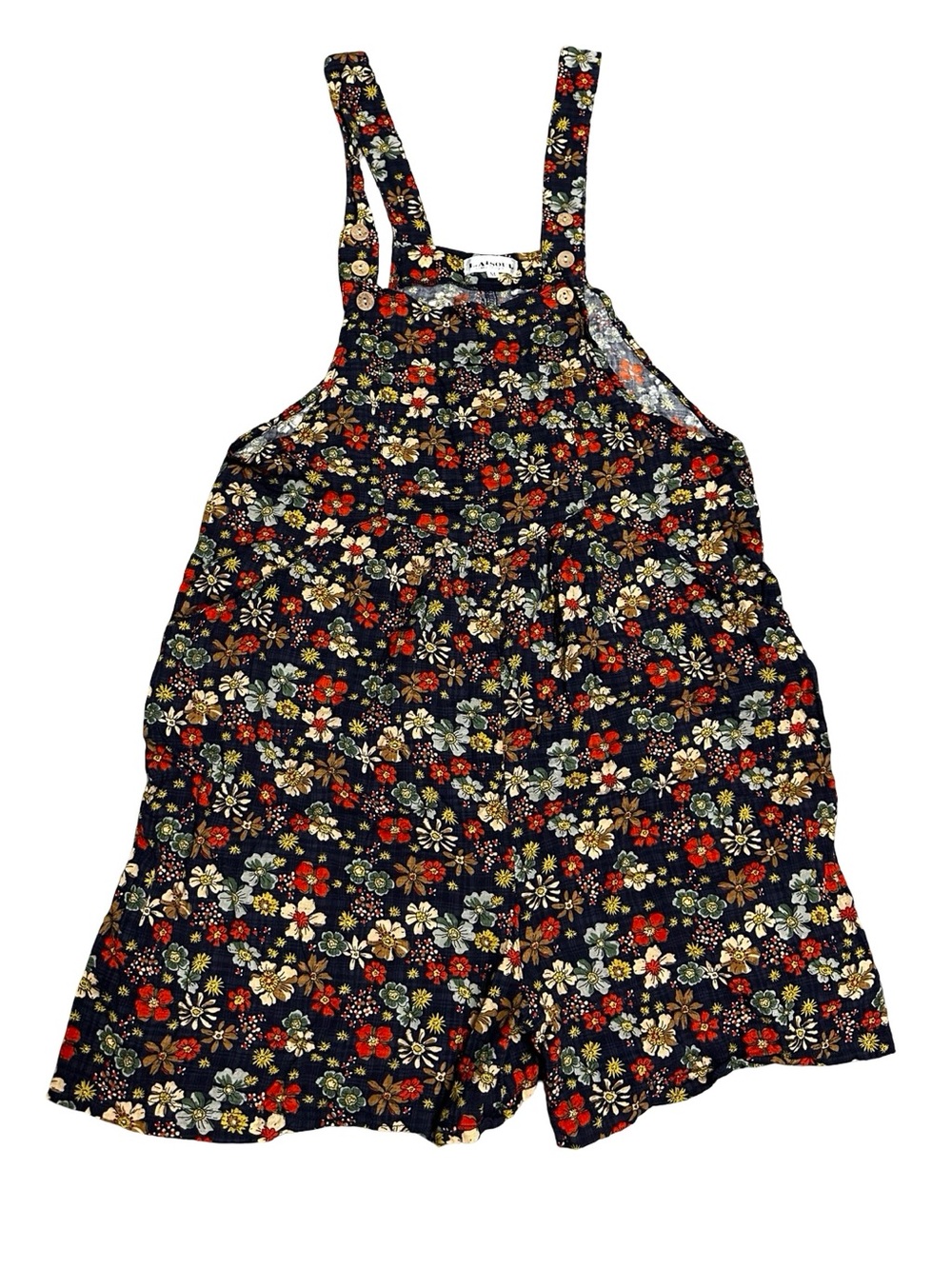 L. A. Soul Floral Shortalls Short Overall Bibs Medium Garden Summer Travel Boho